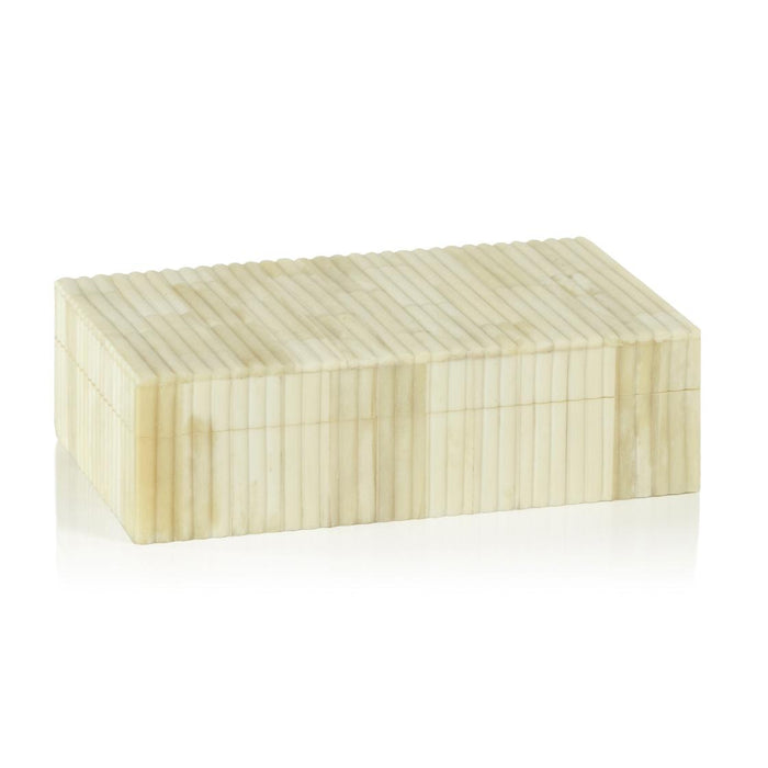 St Ives Ivory Ribbed Bone Inlay Decorative Box | Bone & Brass