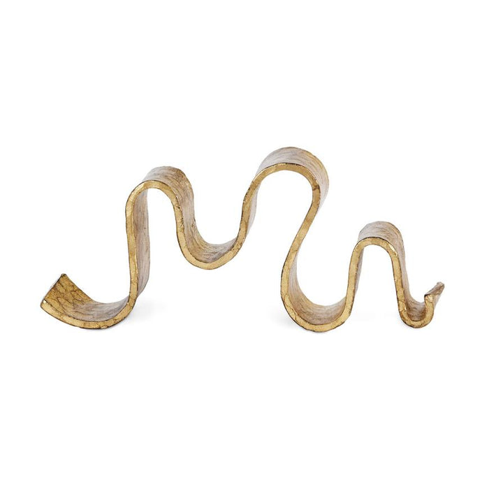 Gold Leaf Wave Sculpture Small | Bone & Brass