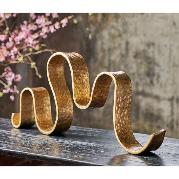 Gold Leaf Wave Sculpture Large - Detail View | Bone & Brass