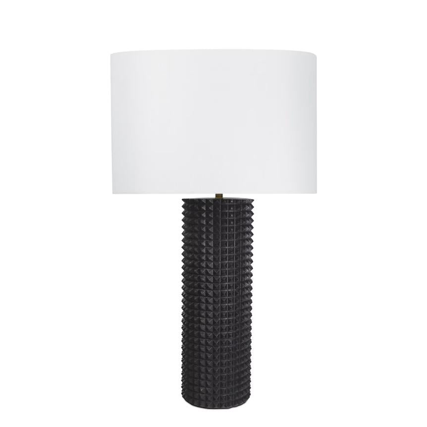Symon Black Wood Table Lamp | Bone & Brass