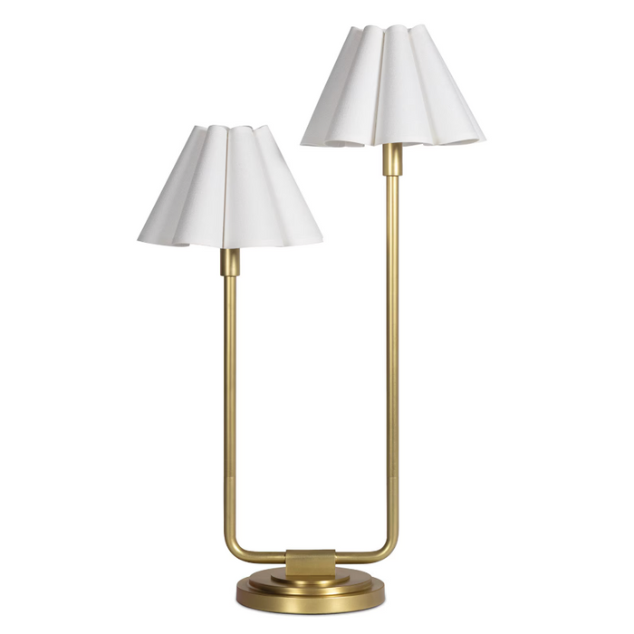 Polly Double Arm Table Lamp - Natural Brass White Shade