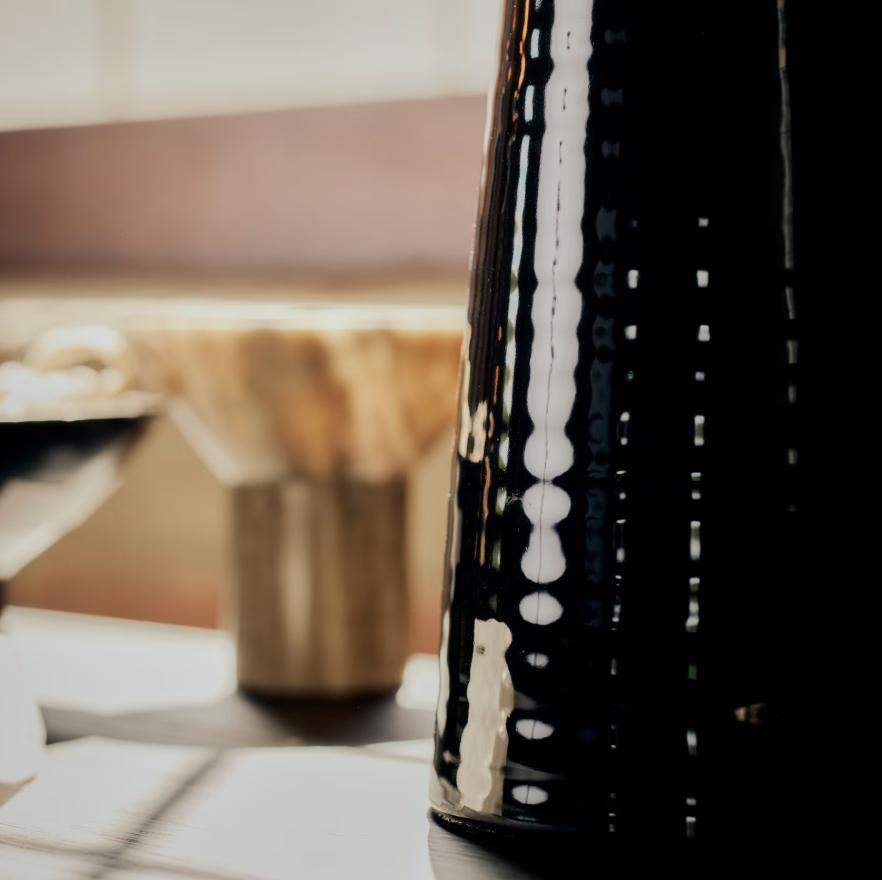 Koda Ceramic Table Lamp - Black - Lamp Base Detail | Bone & Brass