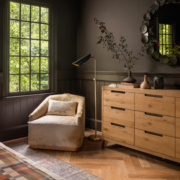 Vest Floor Lamp - Blackened Brass and Natural Brass