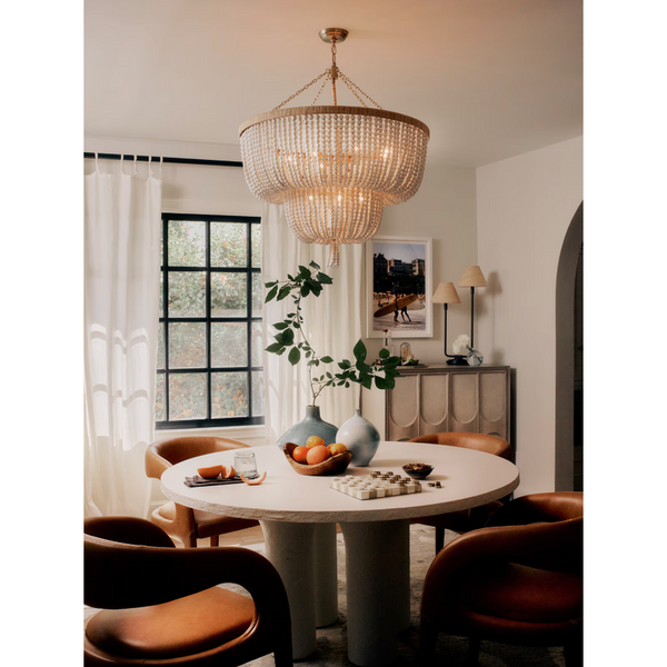 Cameron Whitewashed Wood Beads Chandelier