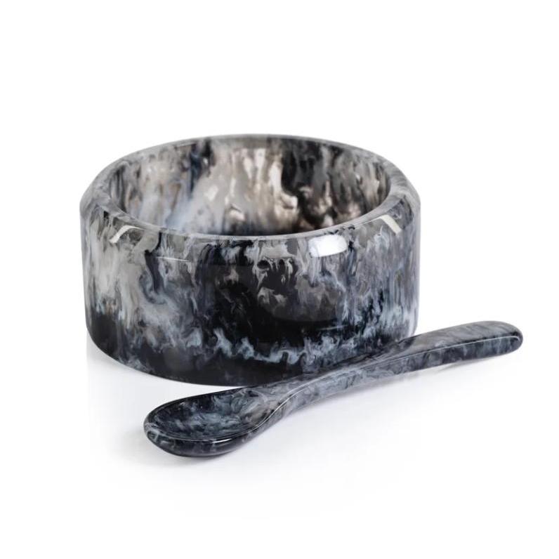 Korin Black & White Resin Condiment Bowl | Bone & Brass