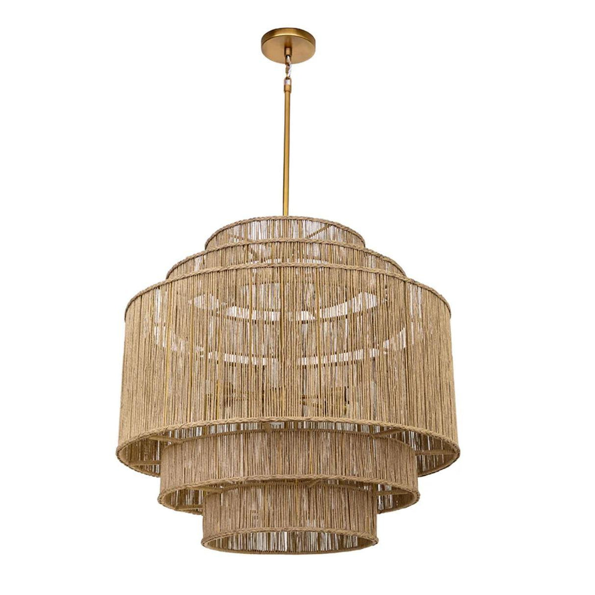 Alyssa Natural Jute & antique Brass Chandelier - Chandelier Close Up | Bone & Brass