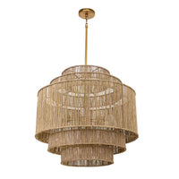 Alyssa Natural Jute & antique Brass Chandelier - Chandelier Close Up | Bone & Brass
