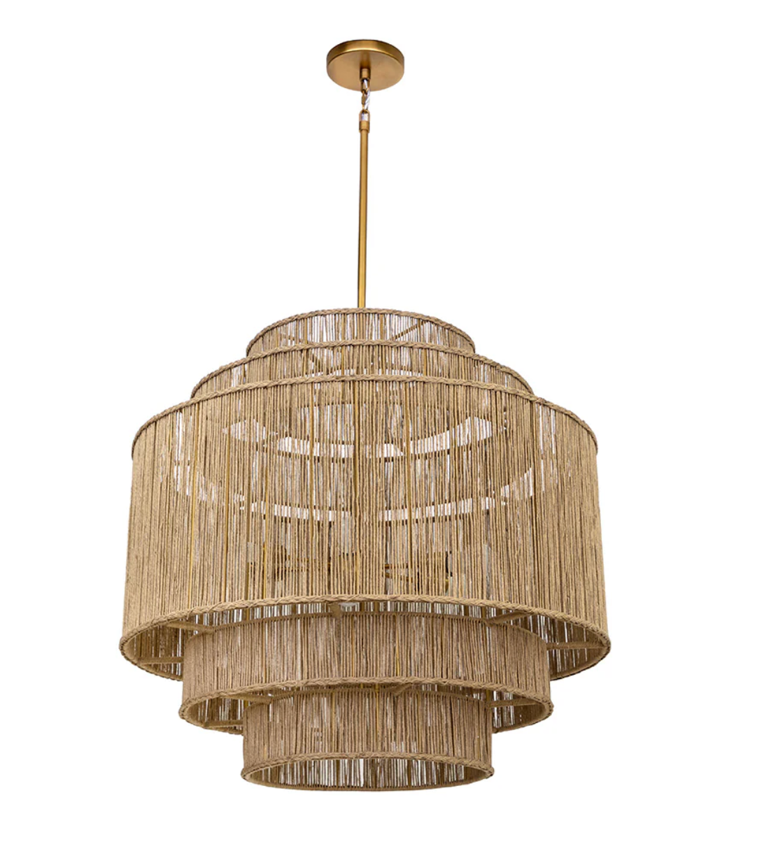Alyssa Natural Jute & antique Brass Chandelier