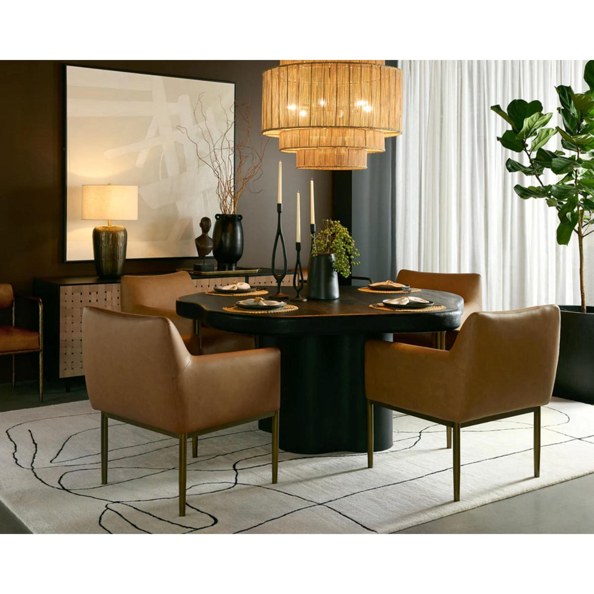 Alyssa Natural Jute & antique Brass Chandelier - Chandelier Detail | Bone & Brass