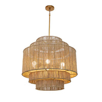 Alyssa Natural Jute & antique Brass Chandelier | Bone & Brass