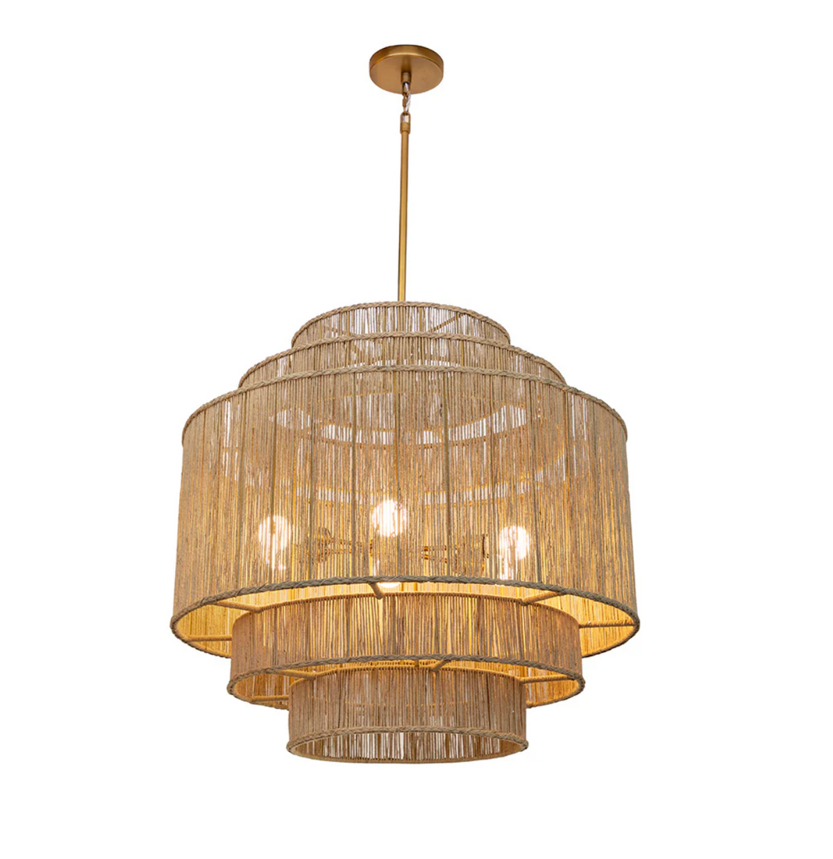 Alyssa Natural Jute & antique Brass Chandelier