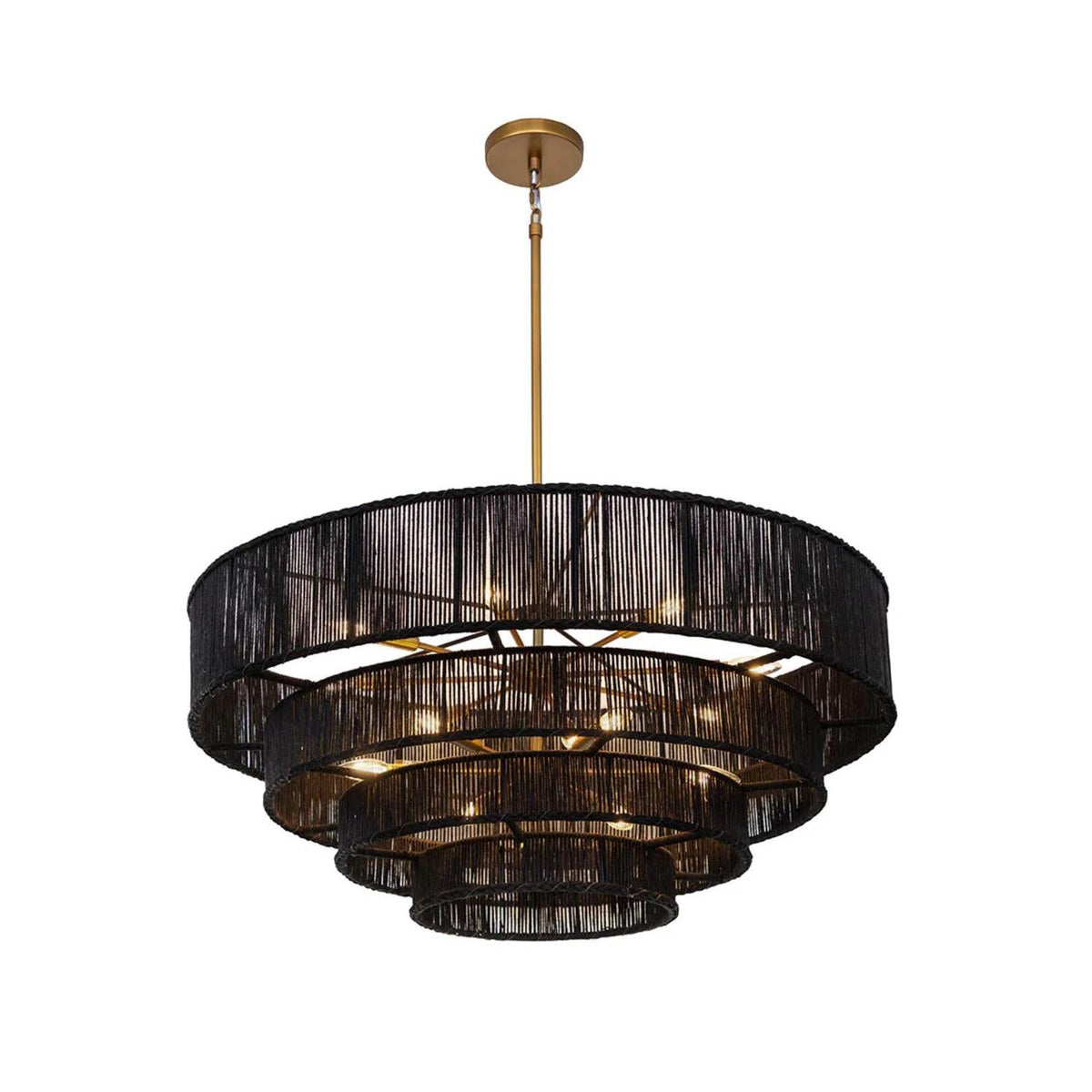 Lumina Black Jute Tiered Chandelier | Bone & Brass
