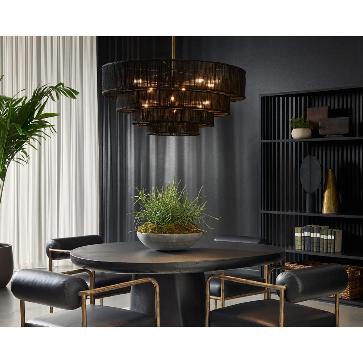 Lumina Black Jute Tiered Chandelier - Chandelier Detail | Bone & Brass