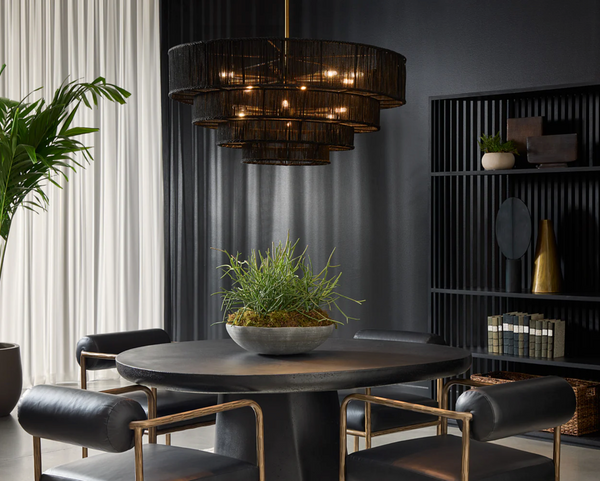 Lumina Black Jute Tiered Chandelier