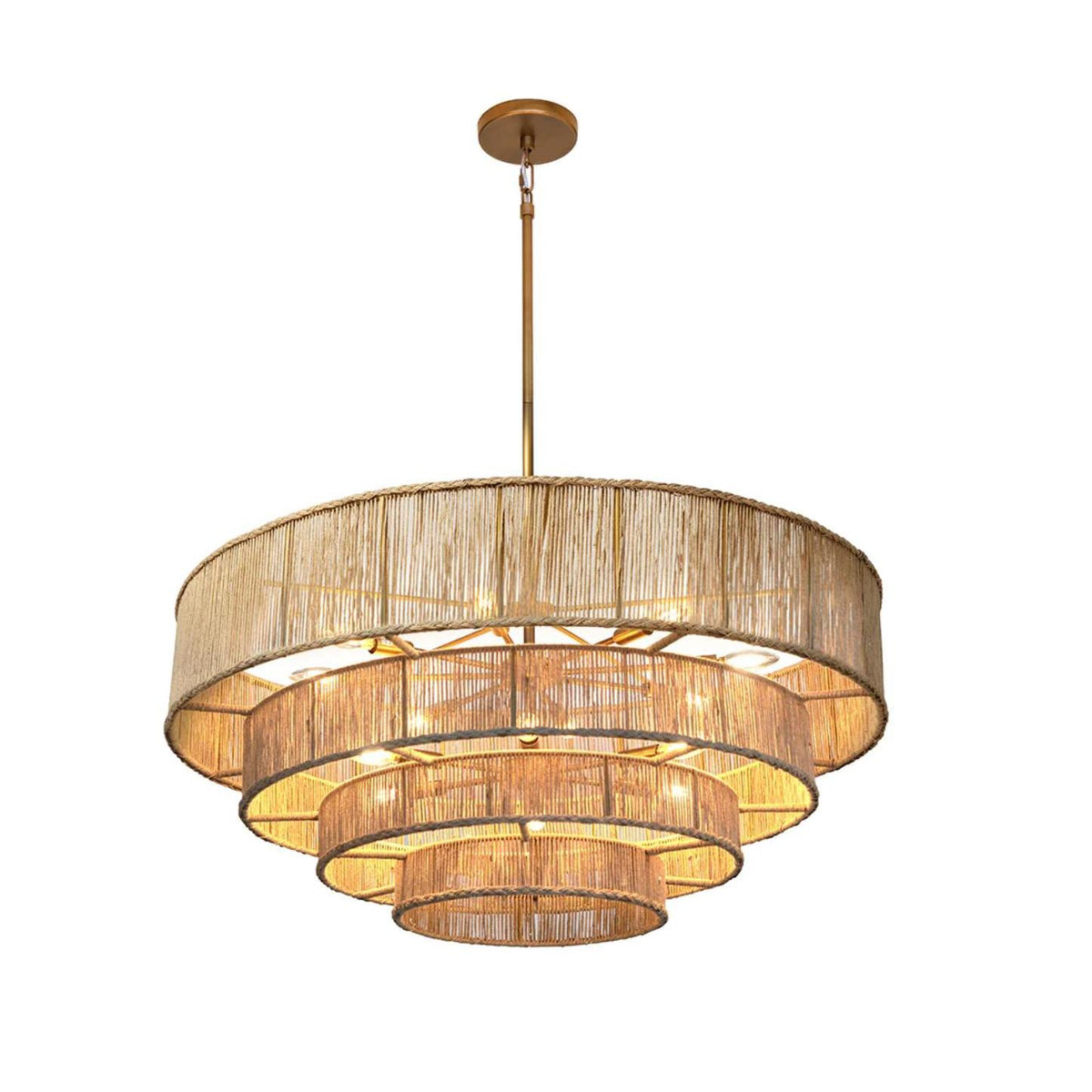 Lumina Natural Jute Tiered Chandelier | Bone & Brass