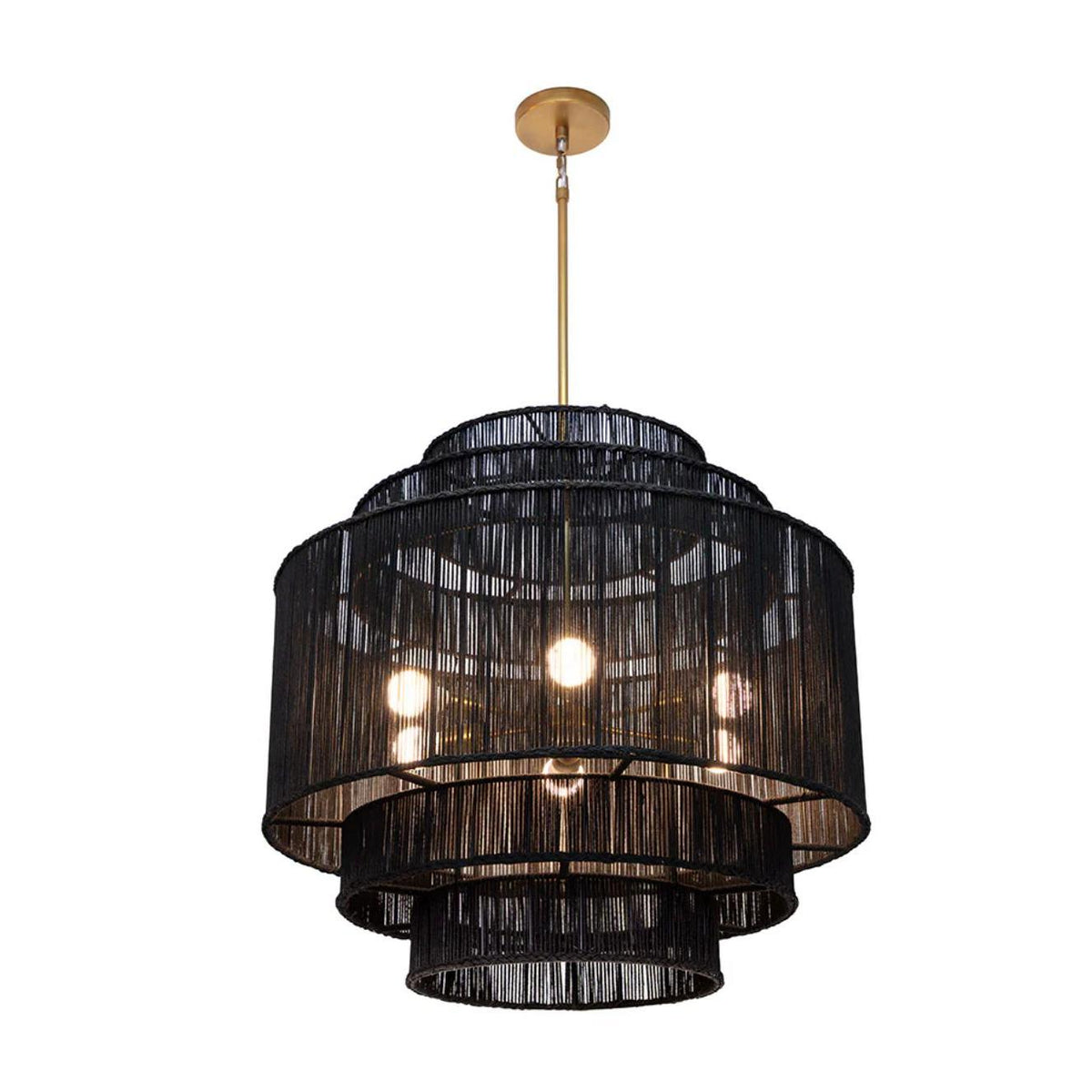 Alyssa Black Jute Chandelier, Small | Bone & Brass
