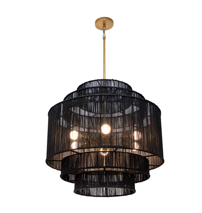 Alyssa Black Jute Chandelier, Small