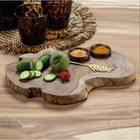 Bali Teak Root Serving Board with Condiment Bowls - Board Detail | Bone & Brass