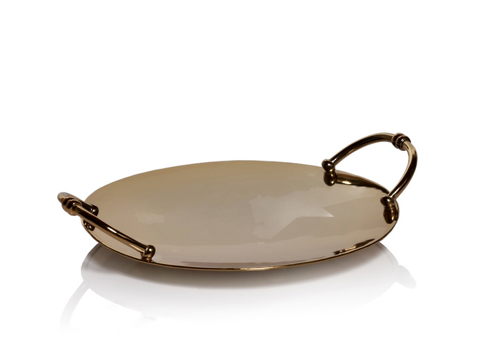 Azalea Gold Round Serving Tray
