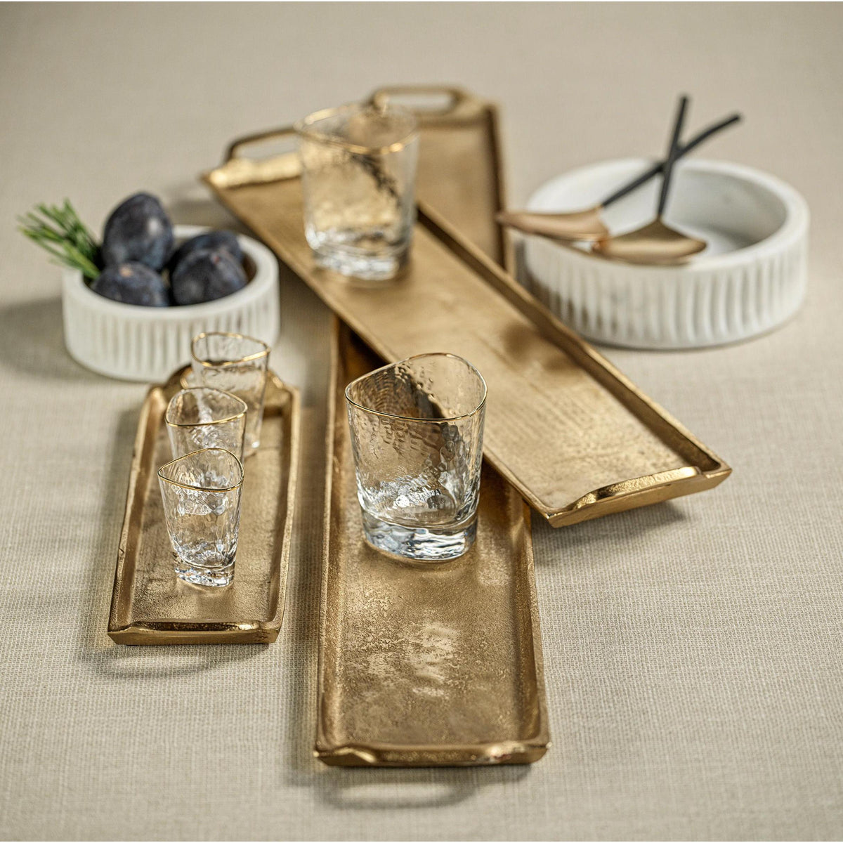 Kona Gold 14" Aluminum Trays, Set of 2 - Tray Detail | Bone & Brass