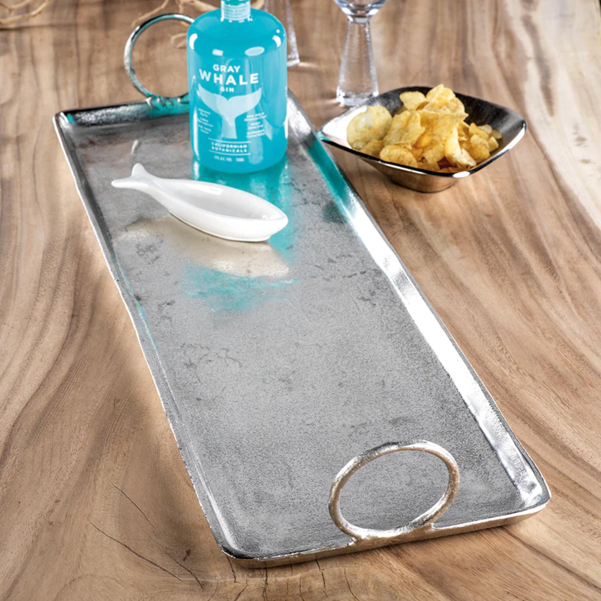 Costa Brava Nickel Aluminum Tray - Tray Detail | Bone & Brass
