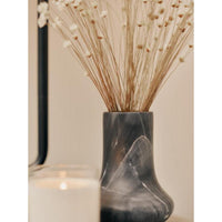 Jasper Marble Vase Small - Black - Vase Side View | Bone & Brass