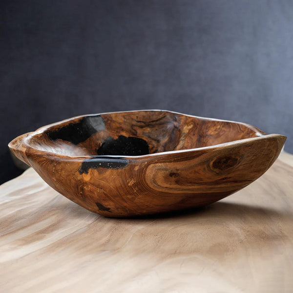 Kamron Large Organic Teakwood Decorative Bowl - Bowl Detail | Bone & Brass