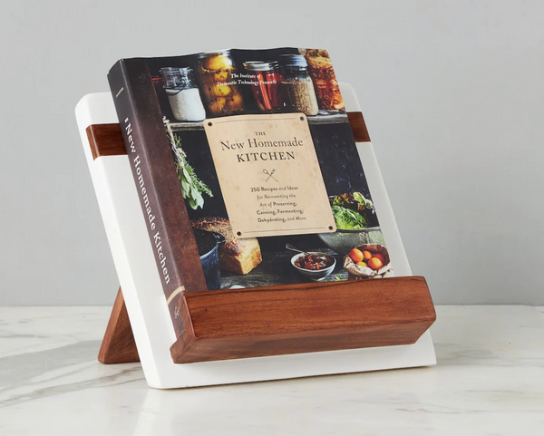 Modern iPad & Cookbook Holder, White