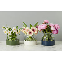 Scalloped Vase Duo, Spruce Green & White