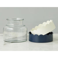 Scalloped Vase Duo, Navy & White