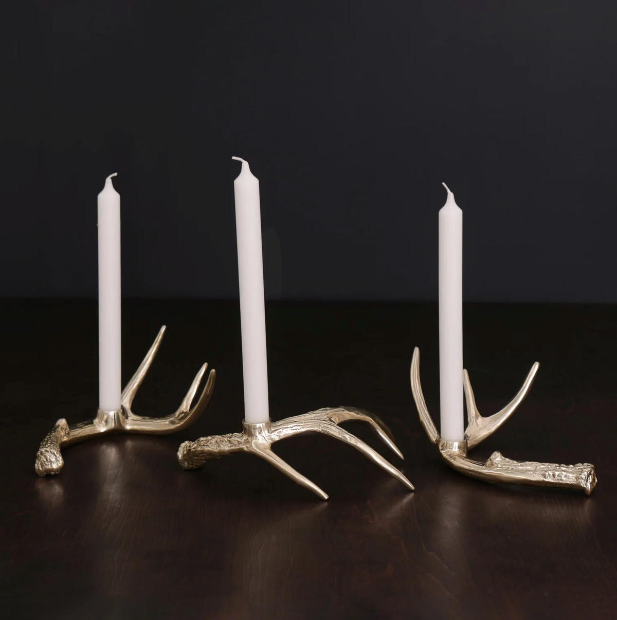 Western Sierra Modern Antler Candlestick Gold Set 3 (Gold)