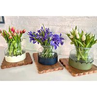 Scalloped Vase Duo, Navy & White