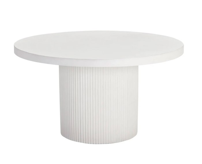 Nicolette White Concrete Round Dining Table - 55"