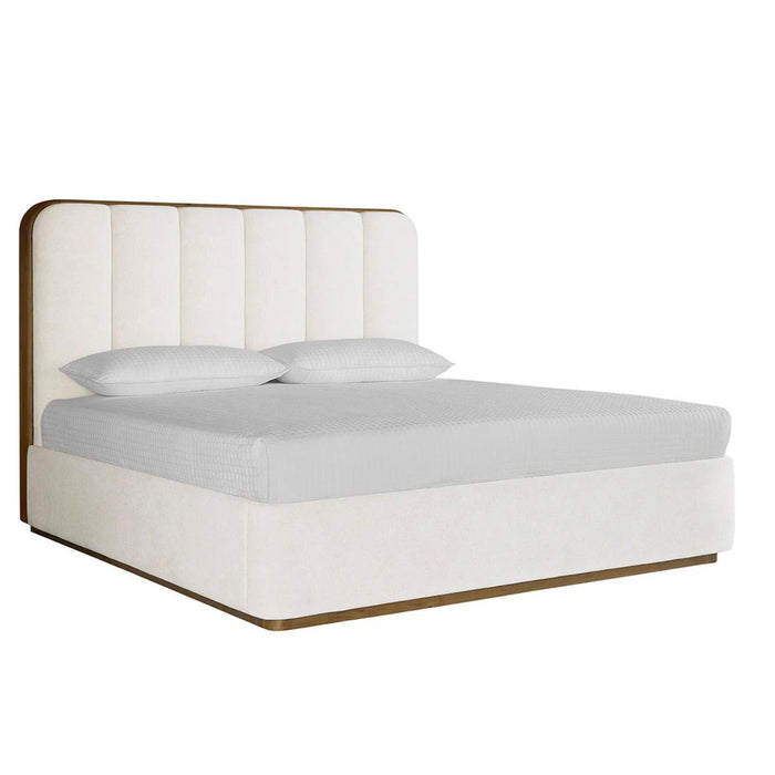 Jamille White Channel Tufted Upholstered Bed | Bone & Brass