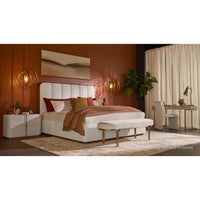 Jamille White Channel Tufted Upholstered Bed - King - Bed Side View | Bone & Brass