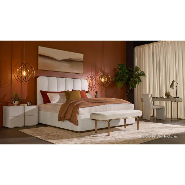 Jamille White Channel Tufted Upholstered Bed - King - Bed Side View | Bone & Brass
