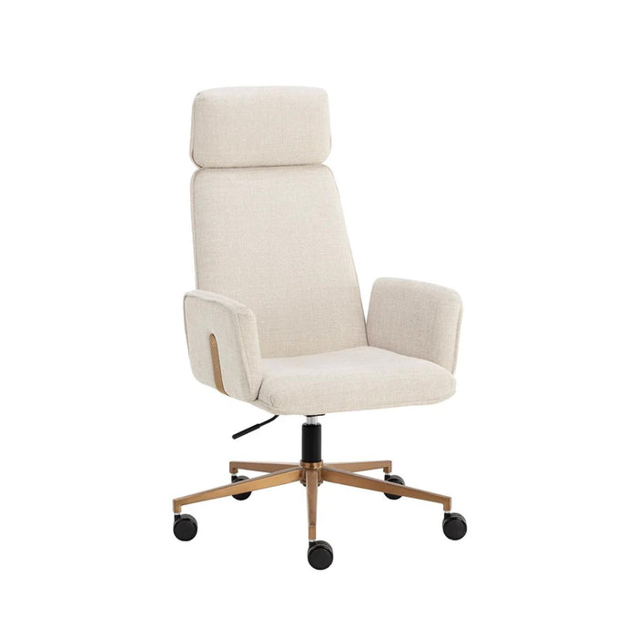 Kalev Chacha Cream & Gold Accent Office Chair