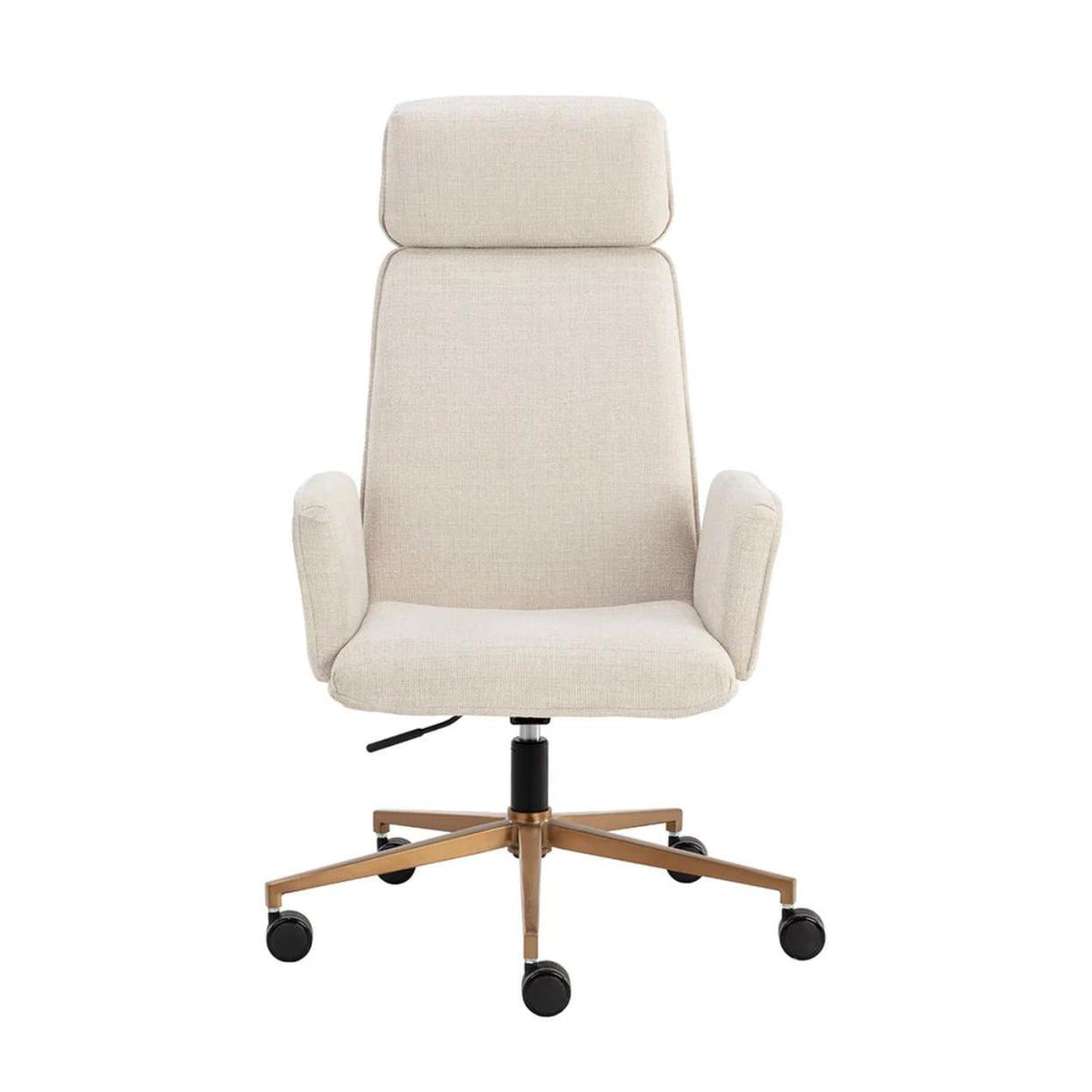 Kalev Chacha Cream & Gold Accent Office Chair - Chair Detail | Bone & Brass