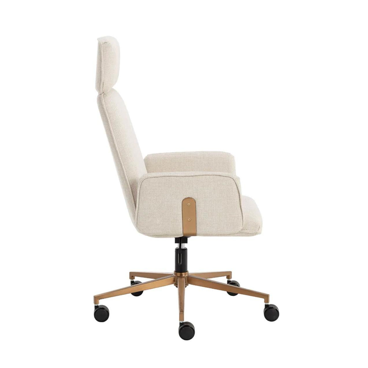 Kalev Chacha Cream & Gold Accent Office Chair - Chair Upholstery Detail | Bone & Brass