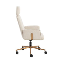 Kalev Chacha Cream & Gold Accent Office Chair - Chair Upholstery Detail | Bone & Brass