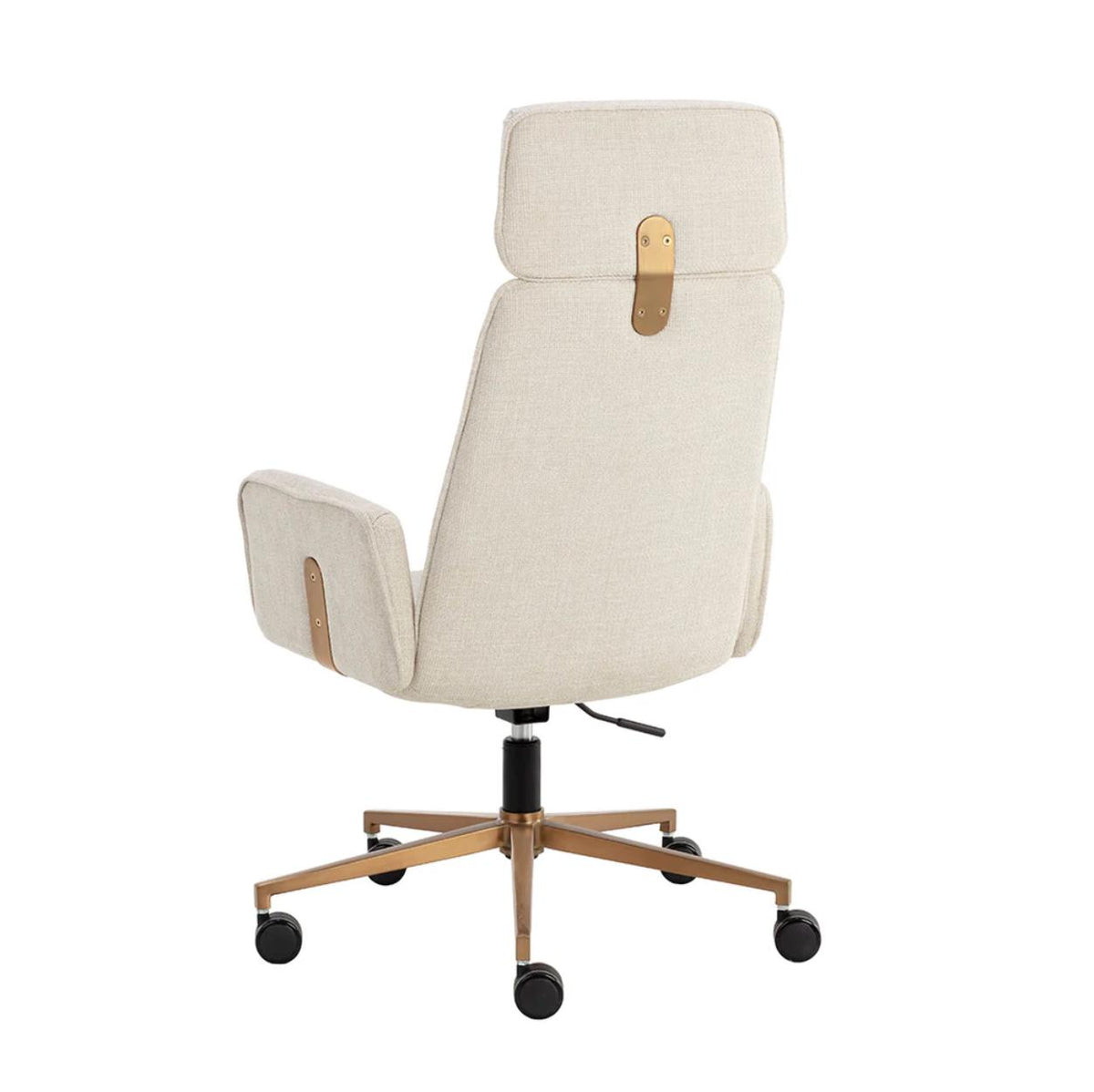 Kalev Chacha Cream & Gold Accent Office Chair - Chair Detail | Bone & Brass