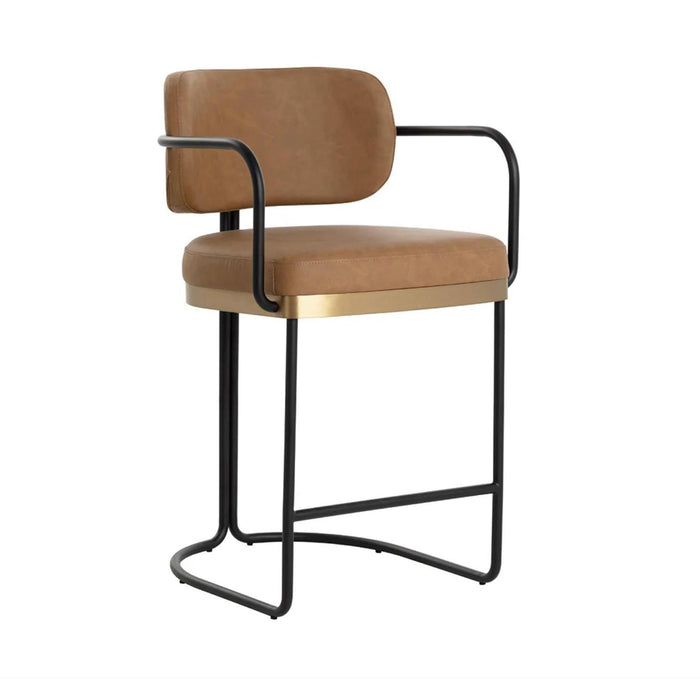 Jalen Counter Stool - Milliken Cognac | Bone & Brass