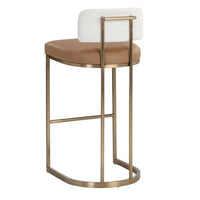 Larissa Barstool - Napa Cognac|Rhea Light Barley - Stool Seat Detail | Bone & Brass