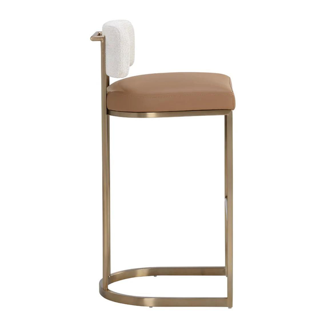 Larissa Barstool - Napa Cognac|Rhea Light Barley - Stool View | Bone & Brass