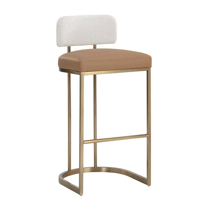 Larissa Barstool - Napa Cognac|Rhea Light Barley | Bone & Brass