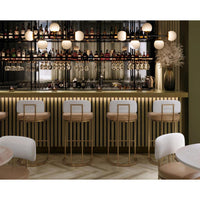Larissa Barstool - Napa Cognac|Rhea Light Barley - Stool Side View | Bone & Brass