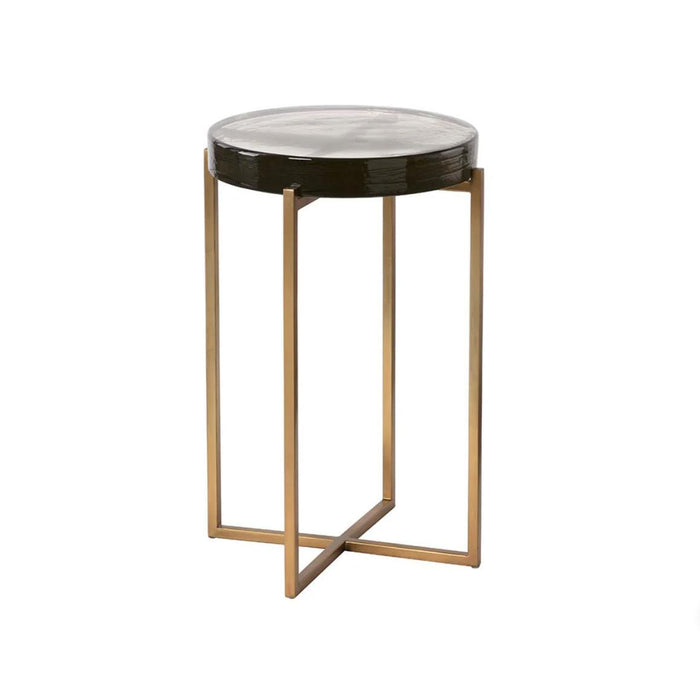 Sheena Smoked Glass & Brass End Table