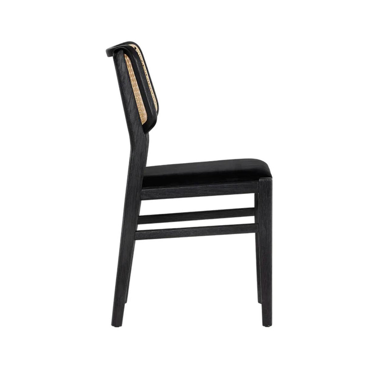 Annex Natural Rattan & Black Wood Dining Chair - Chair Side View | Bone & Brass
