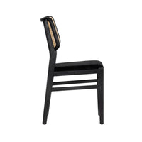 Annex Natural Rattan & Black Wood Dining Chair - Chair Side View | Bone & Brass