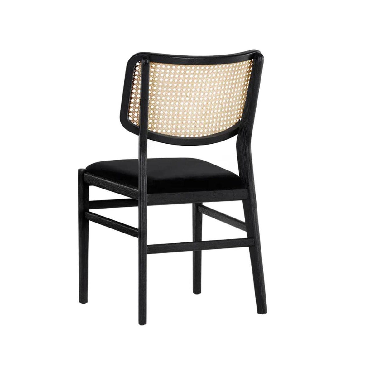 Annex Natural Rattan & Black Wood Dining Chair - Chair Upholstery Detail | Bone & Brass